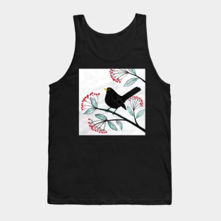 Blackbird in the Snow - Traditional Christmas scene by Cecca Designs Tank Top